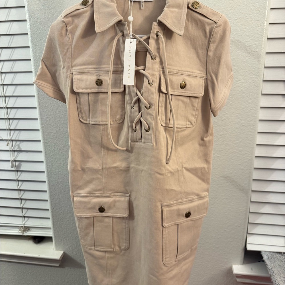 Trina Turk Tan Lace-Up Dress